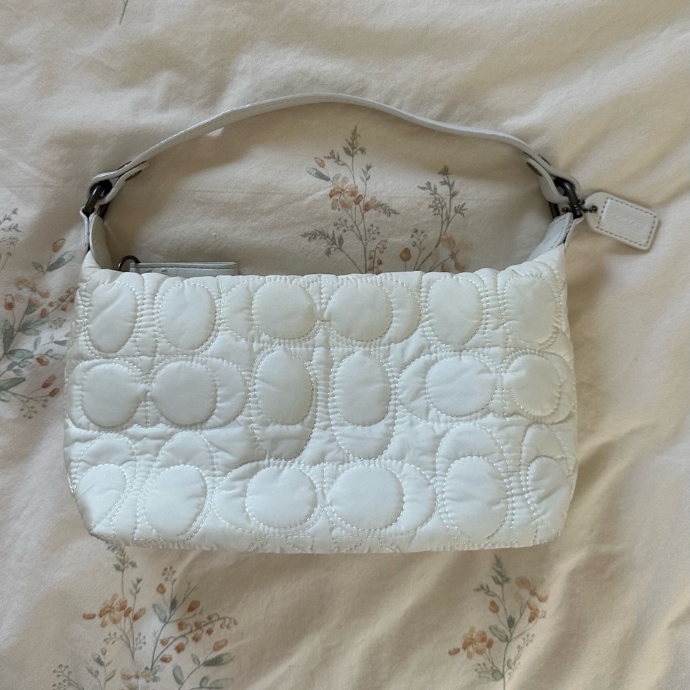 Vintage White Quilted Mini Coach Bag